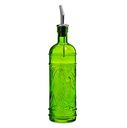 Deco Kitchen Olive Oil, Liquid Dish or Hand Soap Glass Bottle Dispenser ~ G182FR1 Lime Green ~ Metal Pour Spout and Cork Included with Glass Bottle