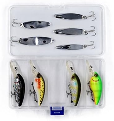 Enjort 9 pieces in 1 Box Fishing Lures Set Crankbait and Spoon Hard bait lure