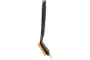RSVP International (BQ-9B) BBQ Grill Cleaning Brush/Scraper, 9" | Brass Bristles & Stainless Steel Scraper | Gas/Charcoal Grill | Dishwasher Safe