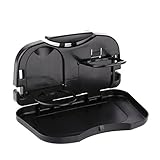 YUSONG Car Back Seat Table - Foldable, Clip On, Auto Dring Coffee Cup Mount Stand Holder, Food Water Tray (Black)