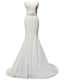 Solovedress Women's Lace Wedding Dress Mermaid Evening Dress Bridal Gown with Sash