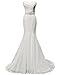 Solovedress Women's Lace Wedding Dress Mermaid Evening Dress Bridal Gown with Sash
