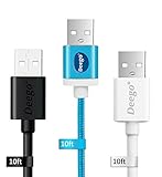3Pack 10ft Micro USB Cable, High Speed USB 2.0 Premium Durable Data Sync Cable Cord For Samsung, HTC, LG, Blackberry, Android, tablet, Canon, Nikon camera and more