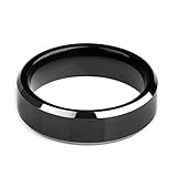 Black Titanium Rings Wedding Bands Comfort Fit Flat Two Silver Tone for Men Women
