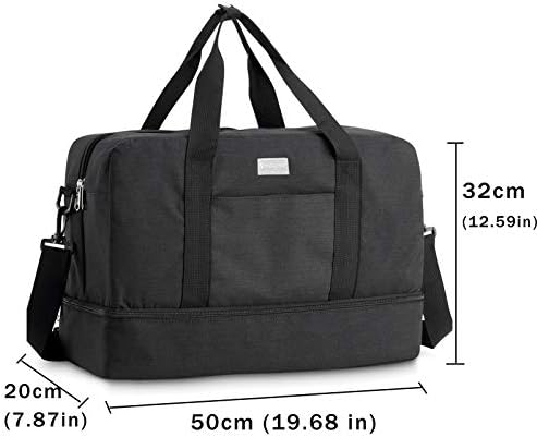 HOKEMP Gym Bag For Women Men Sport Duffel Bag with Shoes Compartment, Swim Bag Travel Tote Luggage Shoulder Bag (Black) 3 HOKEMP Gym Bag For Women Men Sport Duffel Bag with Shoes Compartment, Swim Bag Travel Tote Luggage Shoulder Bag (Black)