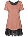 Timeson Women's Short Sleeve Pleated Chiffon Hem Loose T-Shirt Tunic Top (XXX-Large, Orange)