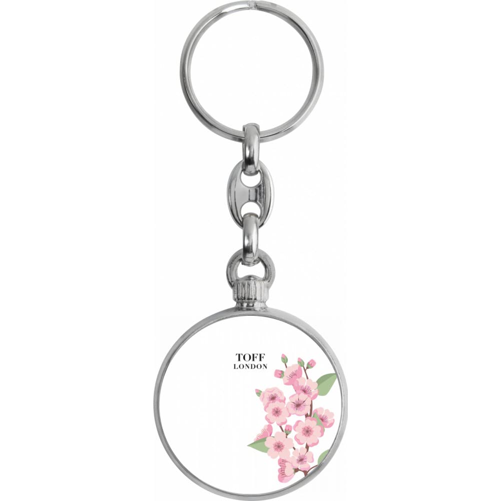 Toff London Pink Cherry Blossom Flower Keyring