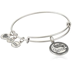 Alex and Ani Soul Sister A18EBSSRS Expandable Bangle Bracelet for Women, Friendship Inscription Charm