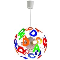 DIY Children Room Decorative Pendant Light, CraftThink Ambient Light Kids Globe Letters Chandelier 15.75" Wide E14 110V Creative Light for Children