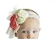 Baby Girl Boutique Floral Headband White for Christening, Communion, Blessings for Babies and Girls Curly Feathers Wide Stretch Lace Band Photo Prop Formal Dressy Wear (Coral and Mint)