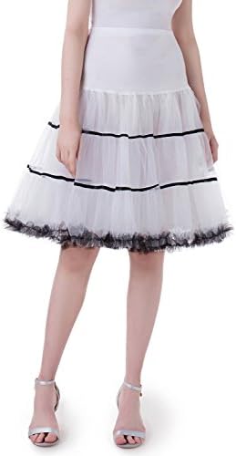 Tsygirls Women's Vintage Bubble Skirt Crinoline Tutu Short Dance Petticoat Ballet Underskirts White Size S-M