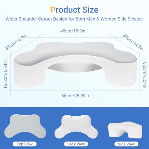 Side Sleeper Pillows with Arm Holes- Memory Foam Shoulder Pillow for Side Sleepers Neck Support & Rotator Cuff Pain Relief, 2PCS Pillowcase, Ergonomic Knee, Leg, Arm Pillow for Adults (Grey)