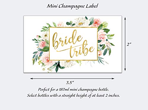 BRIDE TRIBE Mini Champagne Bottle Labels ● SET of 12 ● Blush Rose Bachelorette Party Mini Wine Labels, Bridal Shower Bride Squad Mini Champagne Labels BUBBLY for My Bride Tribe WEATHERPROOF M625-BT-12