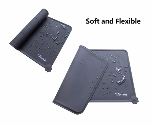 Suntake 2Packs Dog Food Mats, Silicone Dog Cat Bowl Mat Non Stick Pet Food Water Feeding Mats Placemat Cushion (Black)