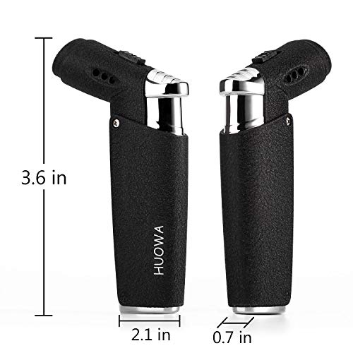 Jet Torch Cigar Lighter with Soft or Jet Flame Function and Butane Gas Visible Window, Fuel Refillable Windproof Cigarette Lighter