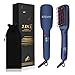 Hair Straightener Brush Ionic IEFEVIVI 2-in-1 Enhanced Straightening Brush Anti-Scald Feature Auto Temperature Lock and Auto-Off Function MCH Fast Heating Brush Straightener for Women Ceramic Blue