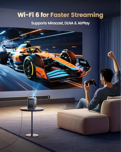 4K Mini Projector Netflix Ready,30000 Lumen Smart Portable Home Cinema WiMiUS P61 PRO Projector with 3D Dolby Audio Short Throw, TOF 1s Focus WiFi6 Bluetooth 5.4 HDR10 for Bedroom Outdoor Movies,Gifts