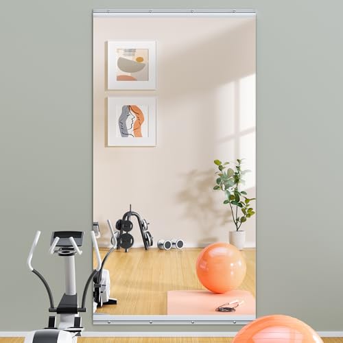 Hasipu Ganzkörperspiegel 160x70cm, Spiegel Fitnessraum groß, Wandspiegel Tanzspiegel, Gehärtetes Glas Rahmenlose Spiegel für Garage, Fitnessstudio, Zu