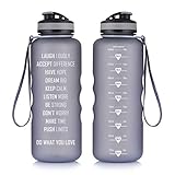 Artoid Mode Motivational Fitness Workout Sports Water Bottle with Time Marker & Measurements | 17oz, 32oz, 48oz | Goal Marked Times Helps You Hydrate - Flip Top Non Leak Design, BPA Free