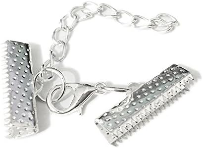 30pcs/lot Crimp ends beads cover lobster clasps jump rings Cords End Caps (20mm Crimp, Silver plated)