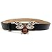 MoYoTo Women 1.10″ Thin Genuine Leather Fashion Bee Designer Buckle Belt With Pearl (Black)