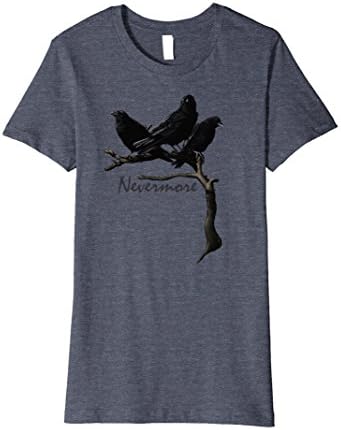 Womens Spooky Ravens Nevermore T-Shirt Medium Heather Blue