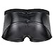 CHICTRY Men's Leather Double Zipper Pouch Boxer Briefs Underwear Underpants Bikini Trunks