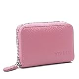 Credit Card Wallet,YOUNA RFID Blocking Genuine Leather Credit Card Holder for Women Pink