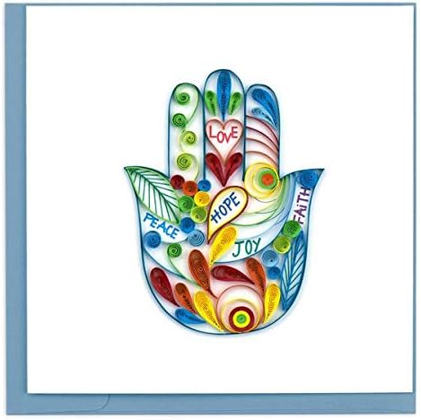 Boston International Quilling Card Hamsa Hand Greeting Card (6 x 6) - Handmade
