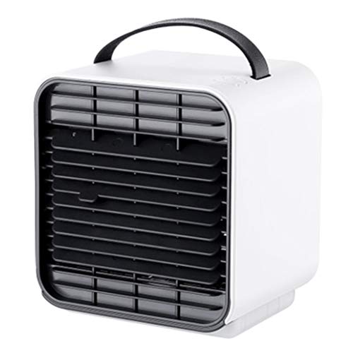 Portable Air Conditioner Fan, Mini Personal Evaporative Air Cooler Small Desktop Cooling Fan with 9 Colors LED Lights, Super Quiet Personal Table Fan Mini Evaporative Air with White