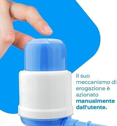 Distributore d'acqua universale - Distributore manuale per caraffe, bottiglie, barili - Compatibile con bottiglie da 2,4,6,8,10 e 12L, con adattatore da 3,8 e 4,8 cm - Bianco e blu