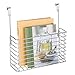 mDesign Metal Over Cabinet Kitchen Storage Organizer Holder or Basket - Hang Over Cabinet Doors in Kitchen/Pantry - Holds Bakeware, Cookbook, Cleaning Supplies - 2 Pack - Chrome