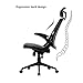 KADIRYA High Back Ergonomic Mesh Office Chair with Leather Seat Flip-up Armrests 90°-110°Tilt Lock Adjustable Back Lumbar Support Computer Desk Task Executive Chair,Black A(BIFMA Certified)