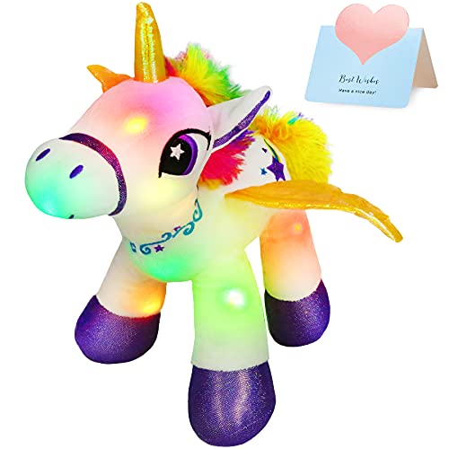 Houwsbaby Light Up Stuffed Animal Unicorn Glow at Night Soft Horse LED