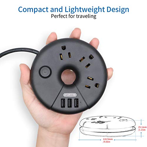 Travel Power Strip, NTONPOWER Portable Charging Station 3 USB Without