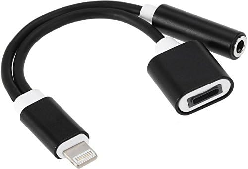 Lightning to 3.5mm Audio Adapter for iPhone 7 and iPhone7 Plus (with Lightning Port Charging + 3.5 mm Port),Listen to Music with Favorite Headphone and Charge Your iPhone7 At the Same time(Balck)