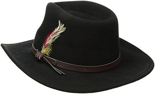 Scala Classico Men's Crushable Felt Outback Hat, Black, Large