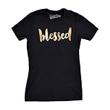 Crazy Dog T-Shirts Womens Blessed Tshirt Cute Shimmer Ink Application Tee for Ladies
