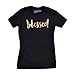 Crazy Dog T-Shirts Womens Blessed Tshirt Cute Shimmer Ink Application Tee for Ladies