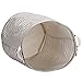 Sea Team 19.7 Inches Large Sized Waterproof Coating Ramie Cotton Fabric Folding Laundry Hamper Bucket Cylindric Burlap Canvas Storage Basket (19.7