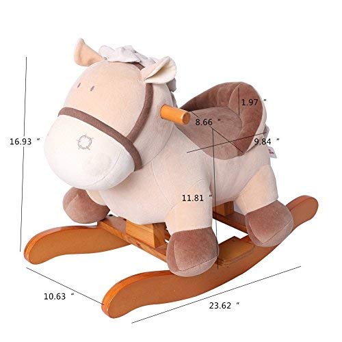 image for Hessie Modern Plush Rocking Horse with Soft Cute Stuffed Animal, Indoo
