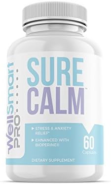 SURE CALM Stress &amp; Anxiety Relief Supplement (60 Capsules) Bioperine for Faster Absorption, Promotes Relaxation, Calmness, &amp; Positive Mood - B Complex, Lemon Balm, Ashwagandha, Rhodiola Rosea, Bacopa