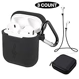 Tutor AirPods Silicone Case Shock Proof Protecitive Cover and Anti-lost Strap and Headphone Case for Apple AirPods (Black)