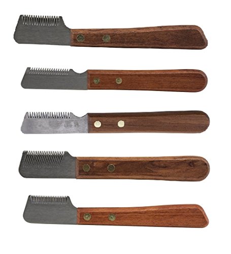 Left Hand Dog Grooming Coat Stripping Knife Stripper Trimmer Tool Wooded Handle (Full Set - All 5 Knives)