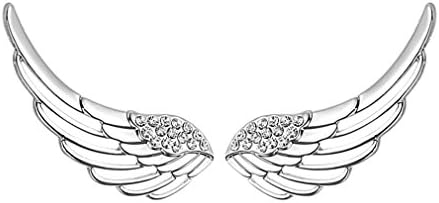 Sewanz Women's Sterling Silver Crystal Angel Wings Ear Wrap, Sweep Cuff Hook EarringsEar Clips