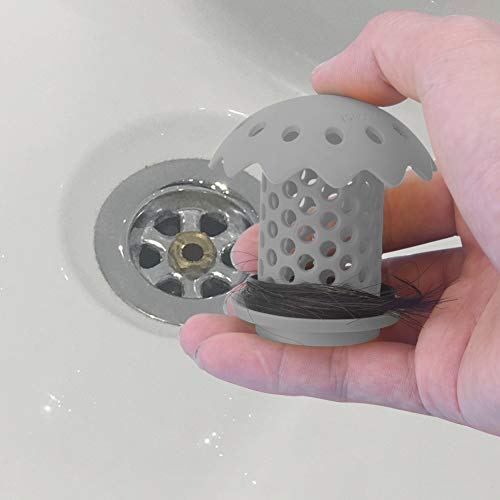 FChome 2 Pack Bathtub/Sink Drain Hair Catcher Protector Strainer，FDA Grade Silicone Bathroom Sink Drain Protector Hair Strainer/Snare Sizes 1.5’’and 1.75’’Gray - Thumbnail 4