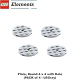 Lego Parts: Plate, Round 4 x 4 with Hole (PACK of 4 - LBGray)