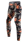 EU Men's Compression Tight Camo Pants Base Layer Running Leggings XX-Large Orange