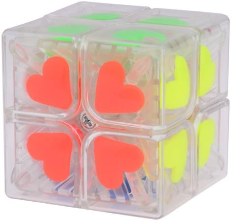 Dfunlife Transparent with Heart 2x2x2 Speed Magic Cube Puzzle (55mm)