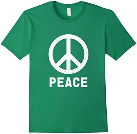 Men's Peace Sign Cool Support No Wars Love Hippie Chill Tshirt Medium Kelly Green